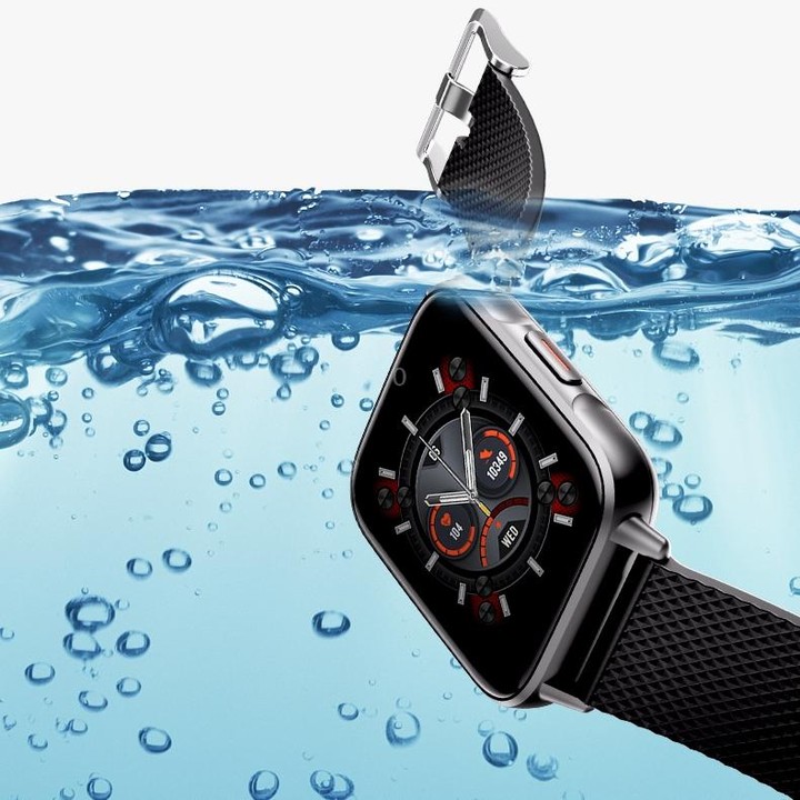 FW02 1.7 Inch Square Screen Silicone Strap Smart Health Watch Supports Heart Rate, Blood Oxygen Monitoring(Black)