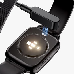 FW02 1.7 Inch Square Screen Silicone Strap Smart Health Watch Supports Heart Rate, Blood Oxygen Monitoring(Black)
