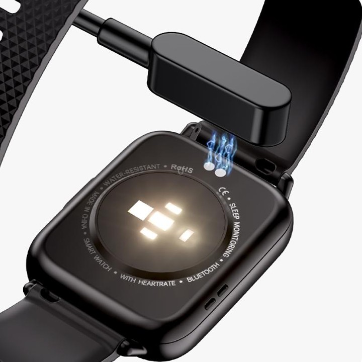 FW02 1.7 Inch Square Screen Silicone Strap Smart Health Watch Supports Heart Rate, Blood Oxygen Monitoring(Black)