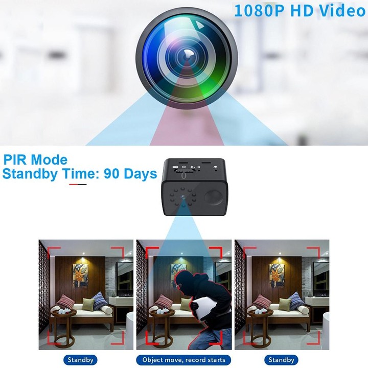 MD20 Mini 1080P HD Camcorder Night Vision PIR Motion Action Micro Camera(Black)