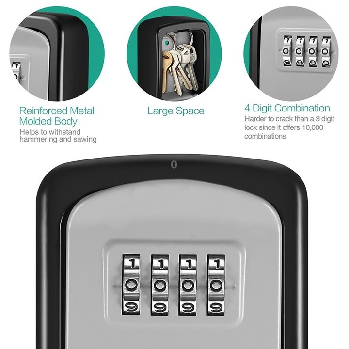 G9 4-digit Password Aluminum Alloy Key Storage Box(Silver)