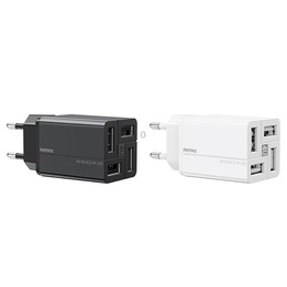 REMAX RP-U43 3.4A 4 USB Port Fast Charger, Specification:EU Plug(Black)