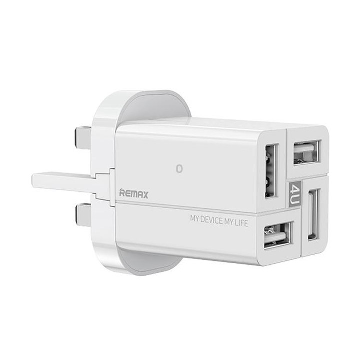 REMAX RP-U43 3.4A 4 USB Port Fast Charger, Specification:UK Plug(White)
