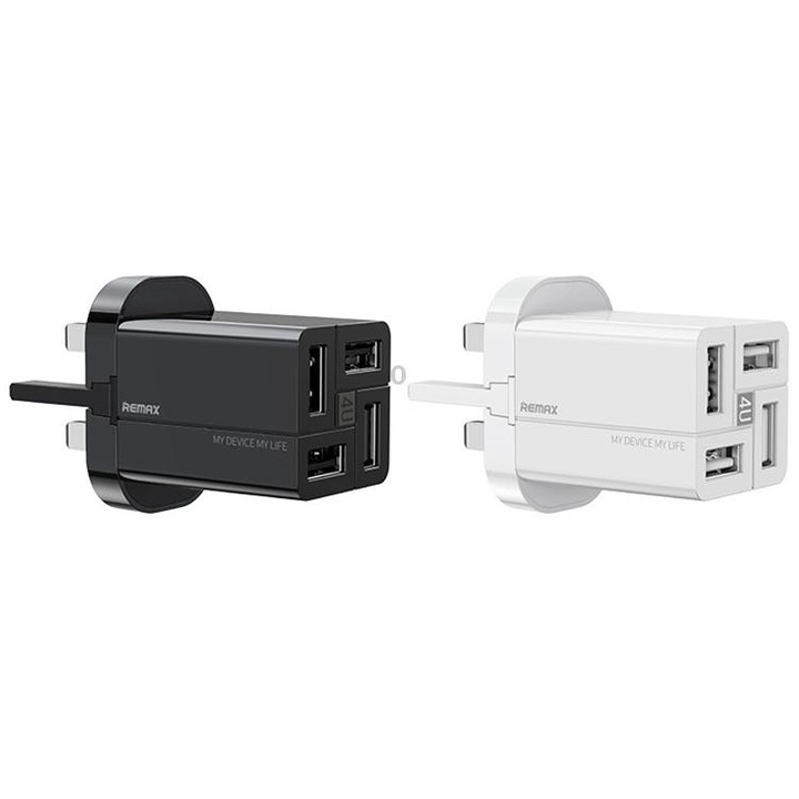 REMAX RP-U43 3.4A 4 USB Port Fast Charger, Specification:UK Plug(White)
