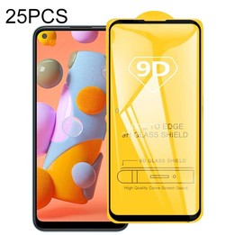 For Galaxy A11 25 PCS 9D Full Glue Full Screen Tempered Glass Film