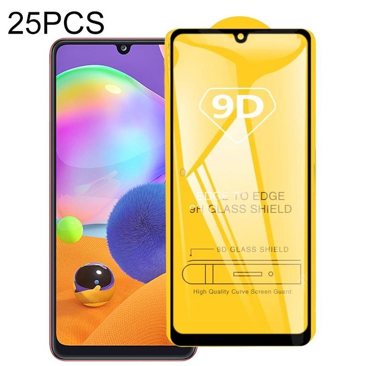 For Samsung Galaxy A31 25 PCS 9D Full Glue Full Screen Tempered Glass Film