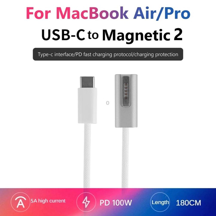 100W 5 Pin MagSafe 1 (L-shaped) to USB-C / Type-C PD Charging Cable, Cable Length: 1.8m