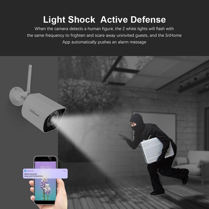 SriHome SH034 5.0MP Mini Dual 2.4 / 5G WiFi Outdoor IP66 Waterproof Video Surveillance Color Night Vision Security CCTV Cam, Plu