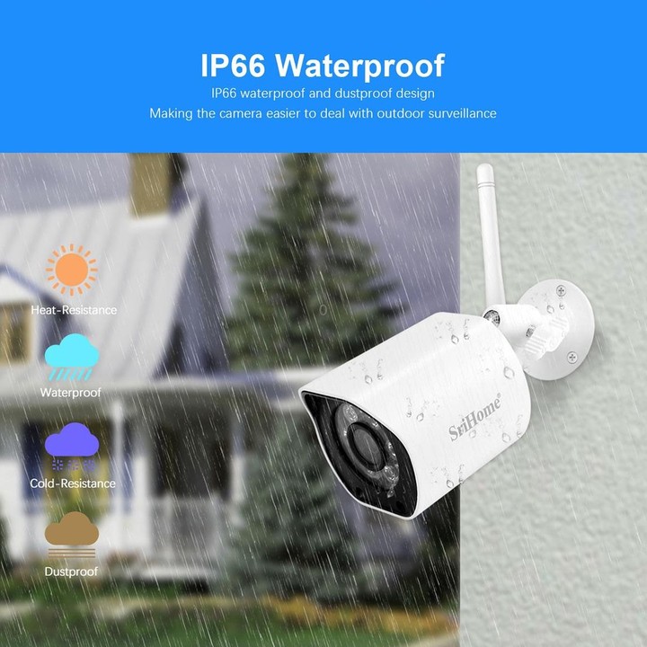 SriHome SH034 5.0MP Mini Dual 2.4 / 5G WiFi Outdoor IP66 Waterproof Video Surveillance Color Night Vision Security CCTV Cam, Plu