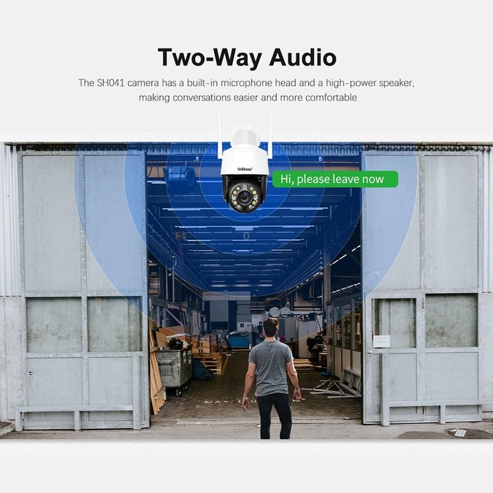 SriHome SH041 5.0MP 20X Optical Zoom 2.4G/5G WiFi IP66Waterproof AI Auto Tracking H.265 Video Surveillance, Plug Type:EU Plug(Wh