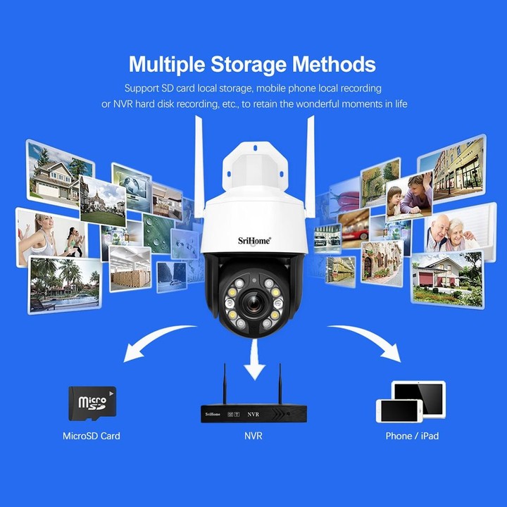 SriHome SH041 5.0MP 20X Optical Zoom 2.4G/5G WiFi IP66 Waterproof AI Auto Tracking H.265 Video Surveillance, Plug Type:UK Plug(W