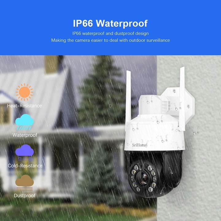 SriHome SH041 5.0MP 20X Optical Zoom 2.4G/5G WiFi IP66 Waterproof AI Auto Tracking H.265 Video Surveillance, Plug Type:UK Plug(W
