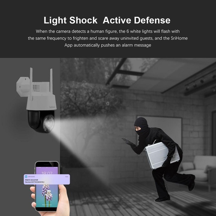 SriHome SH041 5.0MP 20X Optical Zoom 2.4G/5G WiFi IP66 Waterproof AI Auto Tracking H.265 Video Surveillance, Plug Type:UK Plug(W