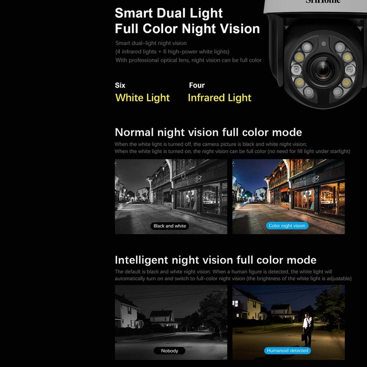 SriHome SH041 5.0MP 20X Optical Zoom 2.4G/5G WiFi IP66 Waterproof AI Auto Tracking H.265 Video Surveillance, Plug Type:AU Plug(W