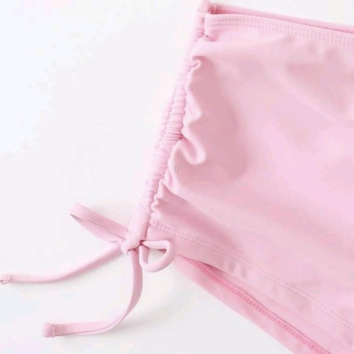 Sexy Laciness Pleated Split Bikini Swimsuit, Size:S(Pink)