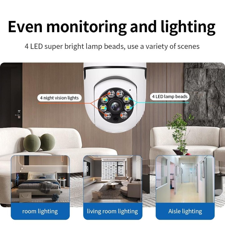 A6 2MP HD Light Bulb WiFi Camera Support Motion Detection/Two-way Audio/Night Vision/TF Card With 32G Memory Card