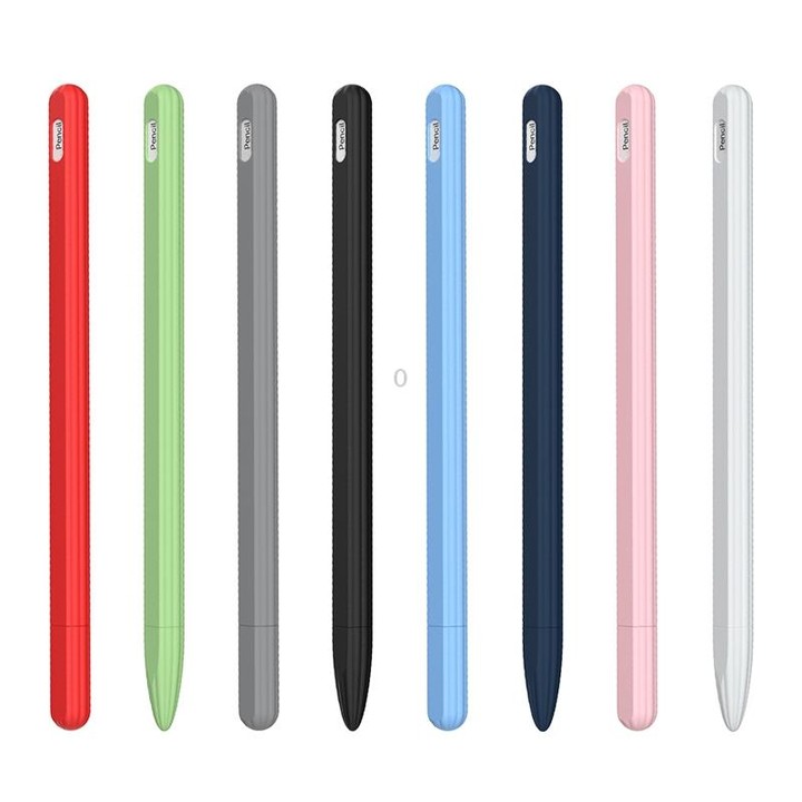 3 in 1 Striped Liquid Silicone Stylus Case with Two Tip Caps For Apple Pencil 1(Grey)