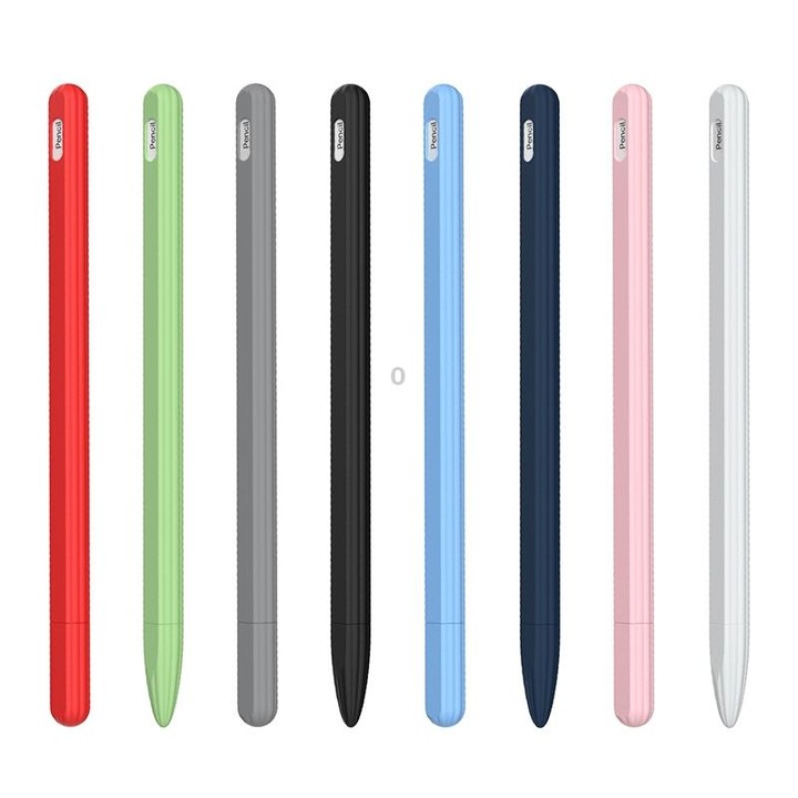 3 in 1 Striped Liquid Silicone Stylus Case with Two Tip Caps For Apple Pencil 1(Sky Blue)
