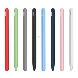 3 in 1 Striped Liquid Silicone Stylus Case with Two Tip Caps For Apple Pencil 1(Pink)