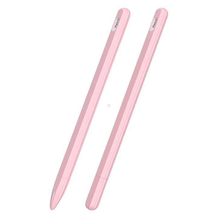 3 in 1 Striped Liquid Silicone Stylus Case with Two Tip Caps For Apple Pencil 1(Pink)