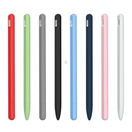 3 in 1 Striped Liquid Silicone Stylus Case with Two Tip Caps For Apple Pencil 1(Red)
