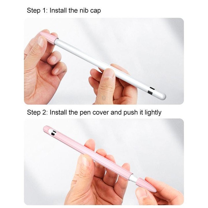 3 in 1 Striped Liquid Silicone Stylus Case with Two Tip Caps For Apple Pencil 2(Sky Blue)