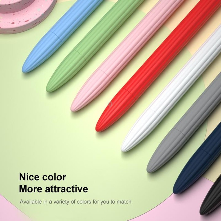 3 in 1 Striped Liquid Silicone Stylus Case with Two Tip Caps For Apple Pencil 2(Midnight Blue)