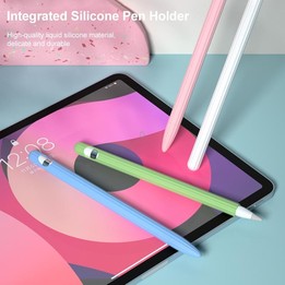 3 in 1 Striped Liquid Silicone Stylus Case with Two Tip Caps For Apple Pencil 2(Midnight Blue)