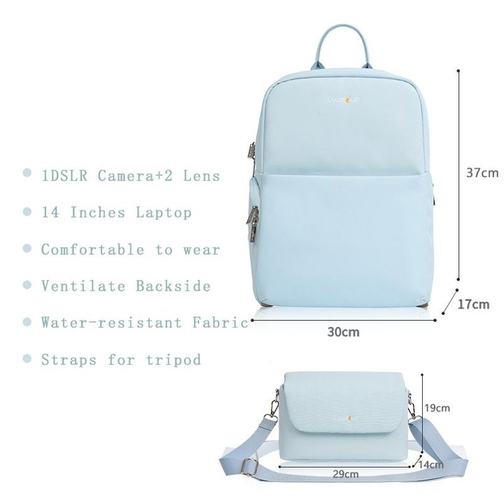 Cwatcun D75 Camera Backpacks Large Shockproof Cameras Lens Bags, Size:37 x 30 x 17cm(Blue)