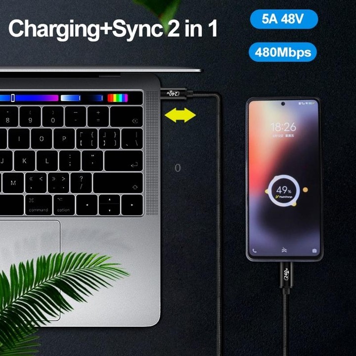 PD240W USB-C / Type-C to Type-C Fast Charging Data Cable, Length:2m(Black)