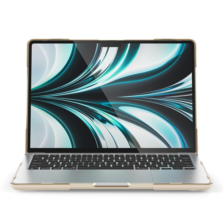 For MacBook Air 13.6 inch A2681 2022 / M3 2024 A3113 / M4 2025 A3240 TPU + PC Two-color Anti-fall Laptop Protective Case(Khaki)