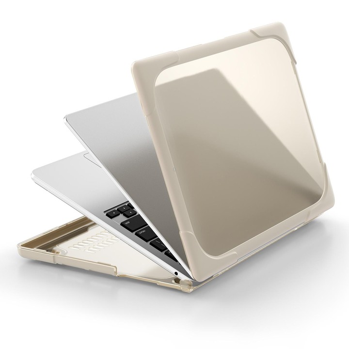 For MacBook Air 13.6 inch A2681 2022 / M3 2024 A3113 / M4 2025 A3240 TPU + PC Two-color Anti-fall Laptop Protective Case(Khaki)