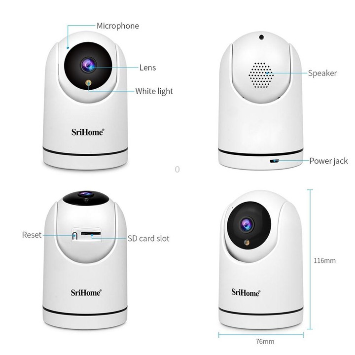 SriHome SH042 2.0MP 1080P HD AI WiFi Pan-tilt Surveillance Camera(EU Plug)
