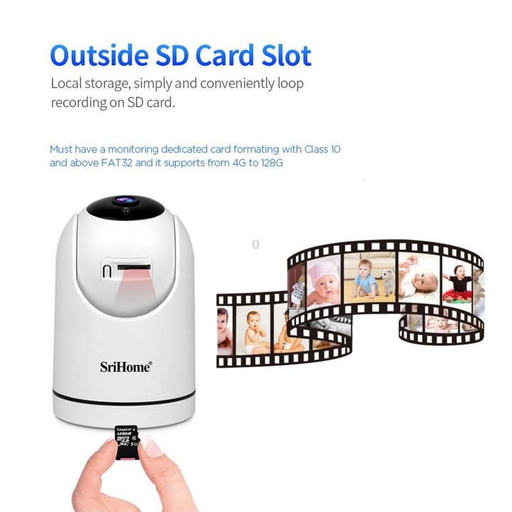 SriHome SH042 2.0MP 1080P HD AI WiFi Pan-tilt Surveillance Camera(UK Plug)