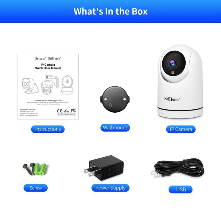 SriHome SH042 2.0MP 1080P HD AI WiFi Pan-tilt Surveillance Camera(UK Plug)