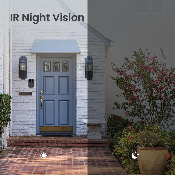 ML19 90 Degree Wide Angle Wireless Smart Video Doorbell(Black)