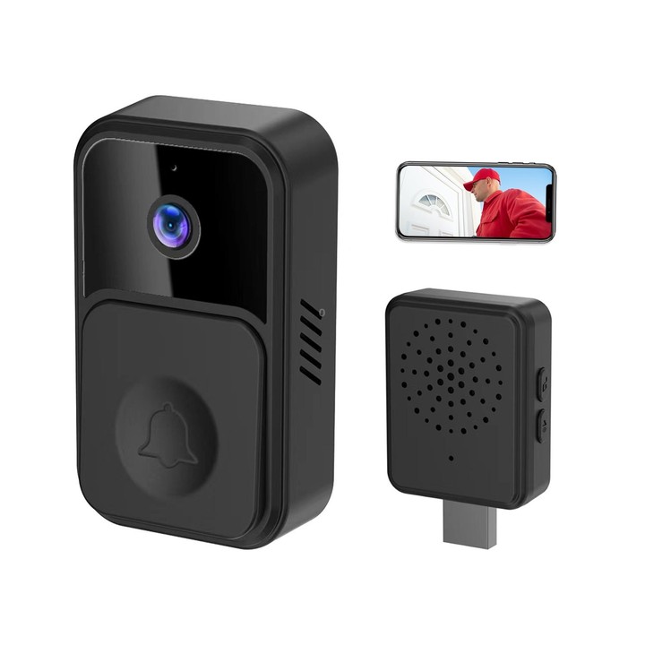 ML19 90 Degree Wide Angle Wireless Smart Video Doorbell(Black)