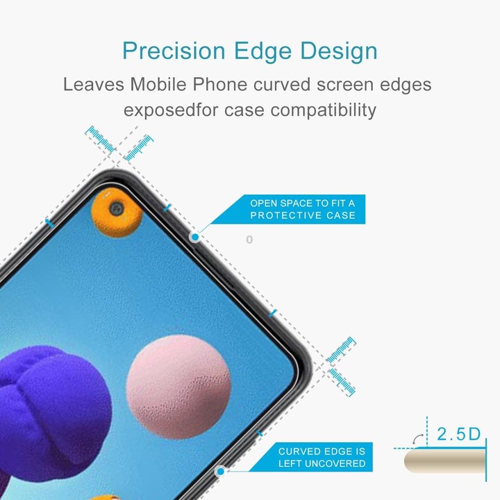 50 PCS 0.26mm 9H Surface Hardness 2.5D Explosion-proof Tempered Glass Non-full Screen Film For Galaxy A21