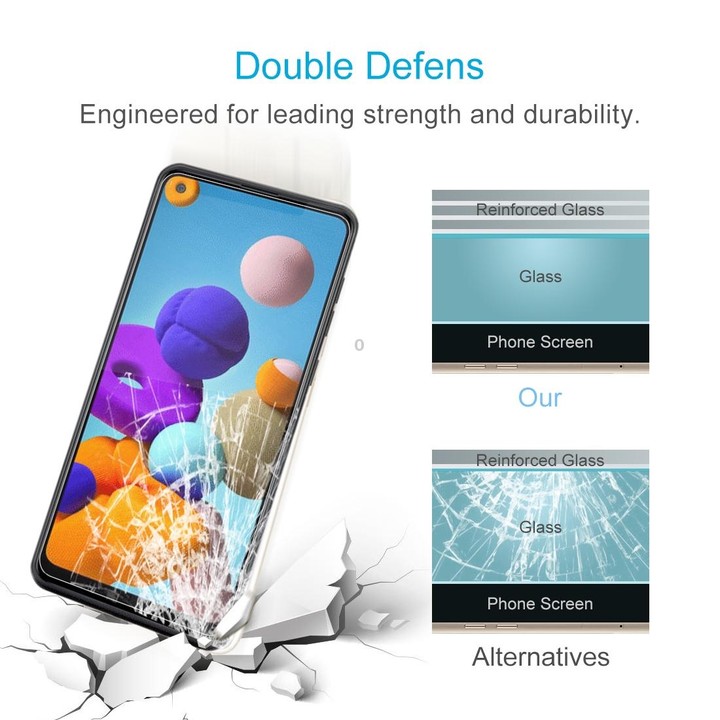 50 PCS 0.26mm 9H Surface Hardness 2.5D Explosion-proof Tempered Glass Non-full Screen Film For Galaxy A21