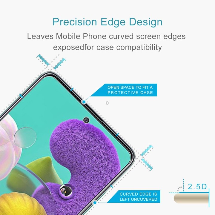 50 PCS 0.26mm 9H Surface Hardness 2.5D Explosion-proof Tempered Glass Non-full Screen Film For Galaxy A51