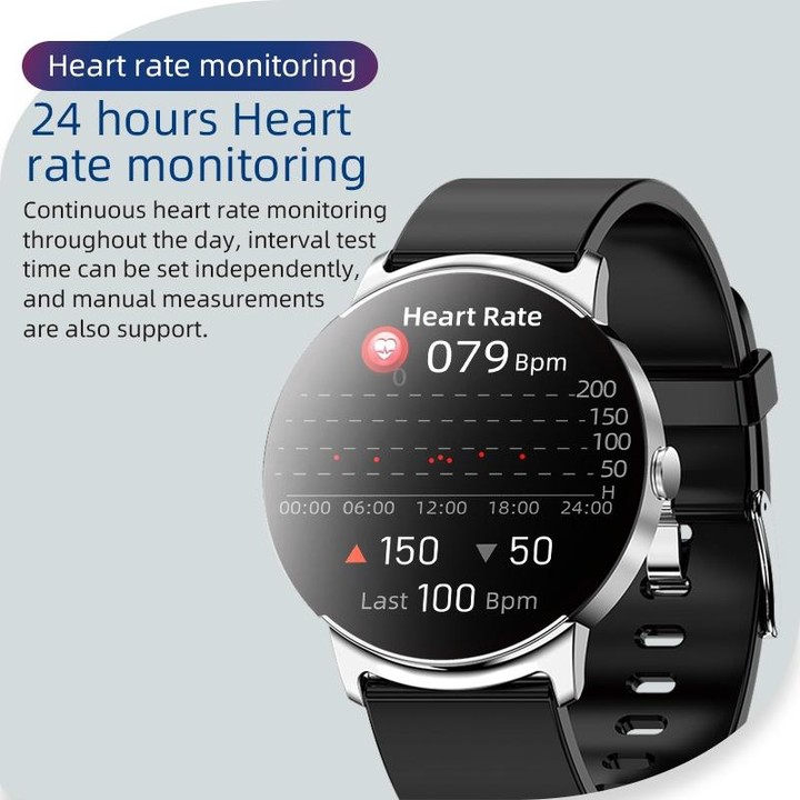 KS02 1.32 Inch Smart Watch Supports Blood Glucose Detection, Blood Pressure Detection, Blood Oxygen Detection(Black+White)