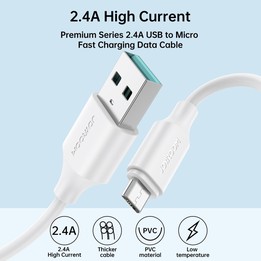 JOYROOM S-UM018A9 2.4A USB to Micro USB Fast Charging Data Cable, Length:1m(Black)
