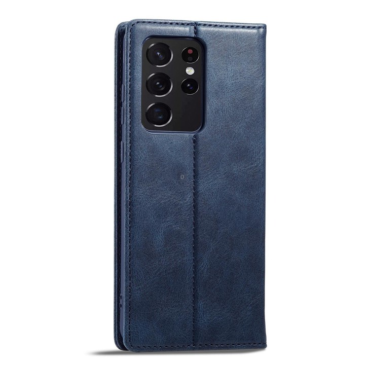 For Samsung Galaxy S21 Ultra 5G LC.IMEEKE RFID Anti-theft Leather Phone Case(Blue)