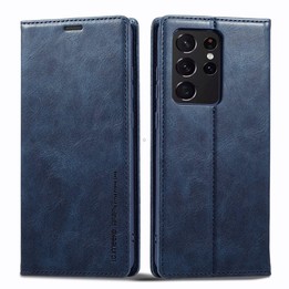 For Samsung Galaxy S21 Ultra 5G LC.IMEEKE RFID Anti-theft Leather Phone Case(Blue)
