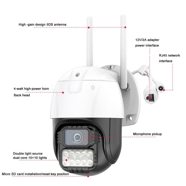 QX67 3MP Humanoid Recognition AI Alarm WiFi Dome IP Camera, UK Plug
