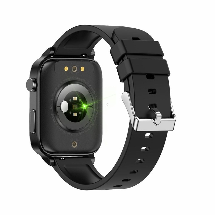 F100 1.7 inch HD Square Screen TPU Strap Smart Watch Supports Body Temperature Monitoring/Blood Oxygen Monitoring(Black)