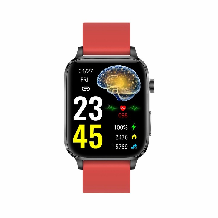 F100 1.7 inch HD Square Screen TPU Strap Smart Watch Supports Body Temperature Monitoring/Blood Oxygen Monitoring(Red)