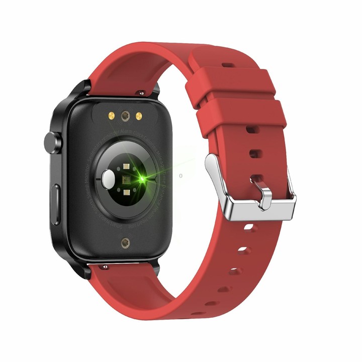 F100 1.7 inch HD Square Screen TPU Strap Smart Watch Supports Body Temperature Monitoring/Blood Oxygen Monitoring(Red)