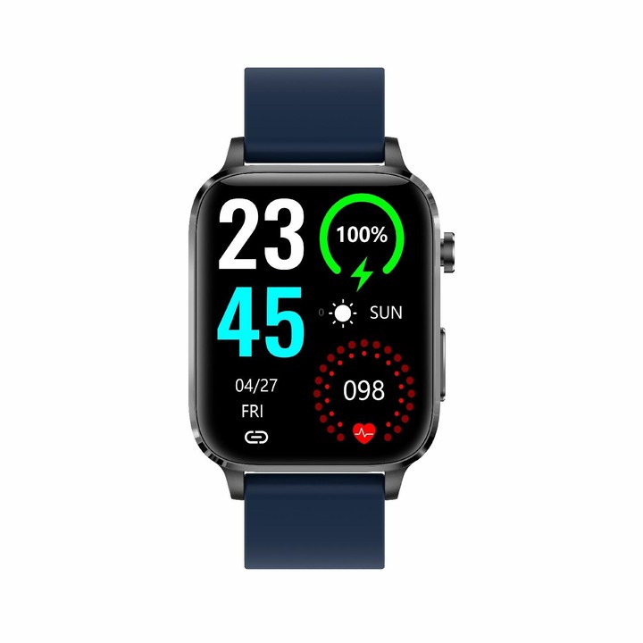 F100 1.7 inch HD Square Screen TPU Strap Smart Watch Supports Body Temperature Monitoring/Blood Oxygen Monitoring(Blue)