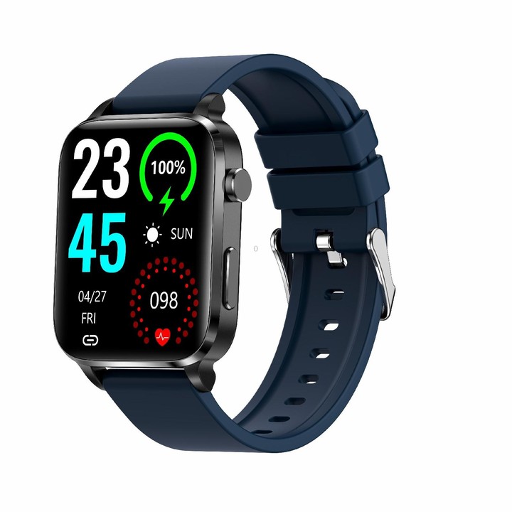 F100 1.7 inch HD Square Screen TPU Strap Smart Watch Supports Body Temperature Monitoring/Blood Oxygen Monitoring(Blue)